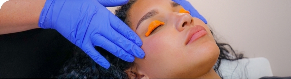 Woman getting lash treatment